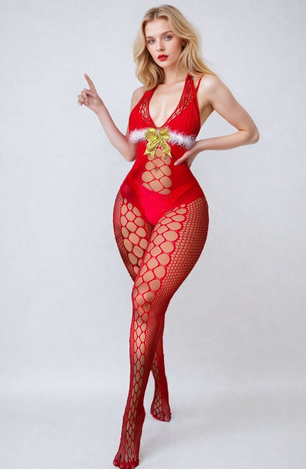 YesX YX876 Christmas Fluffy Bodystocking – image 6