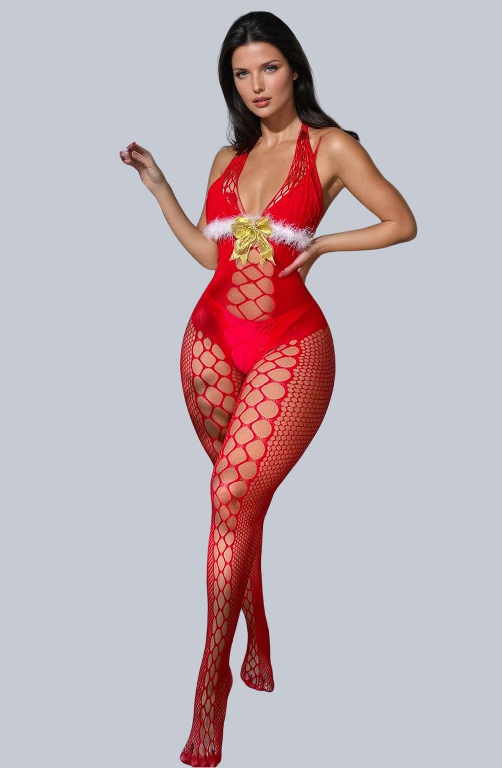 YesX YX876 Christmas Fluffy Bodystocking – image 1 Main image