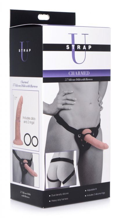 Charmed 7.5" Silicone Dildo with Harness