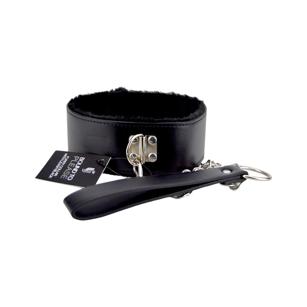 Bound to Please Furry Collar with Leash Black Secondary image