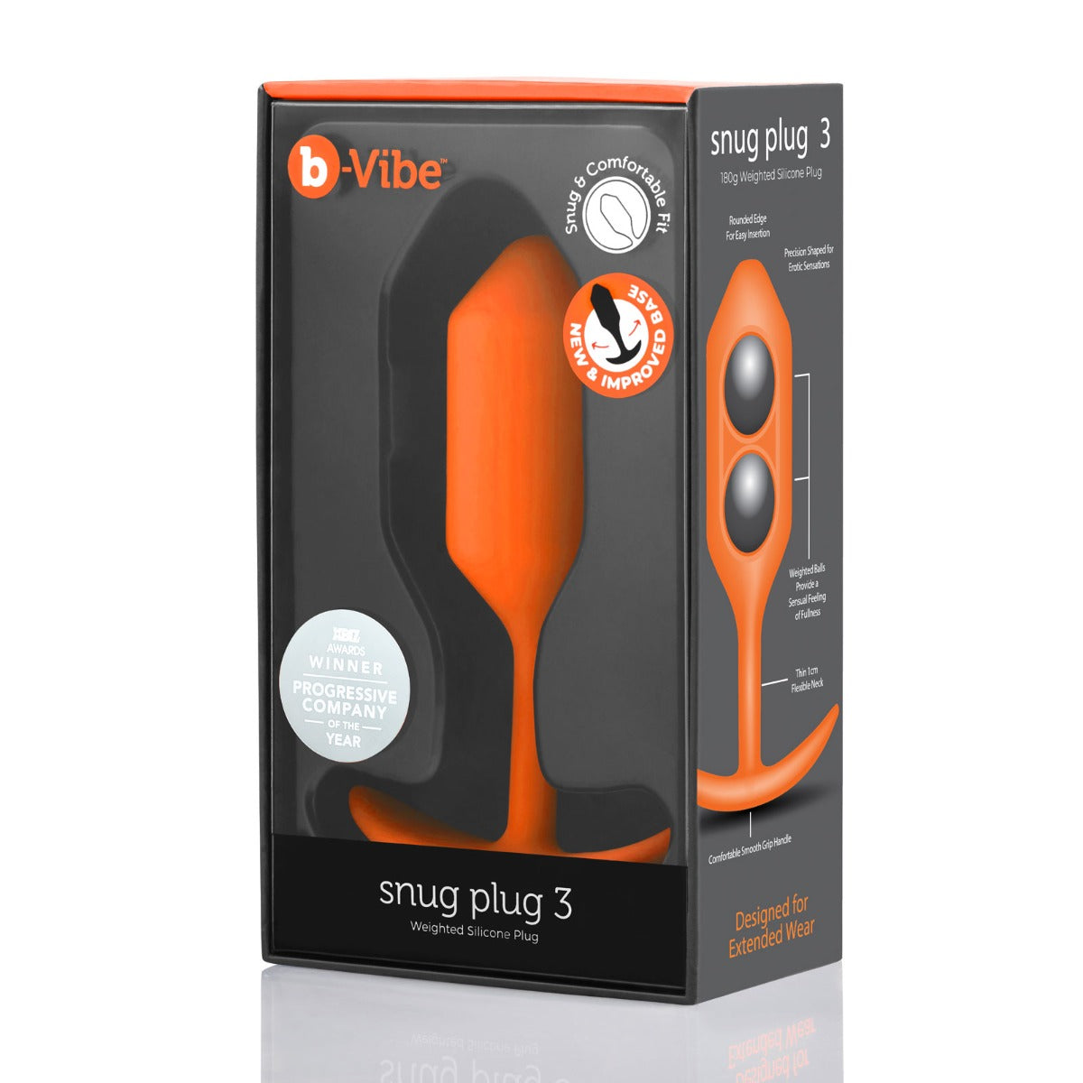 b-Vibe Snug Plug 3 Butt Plug Orange Secondary image