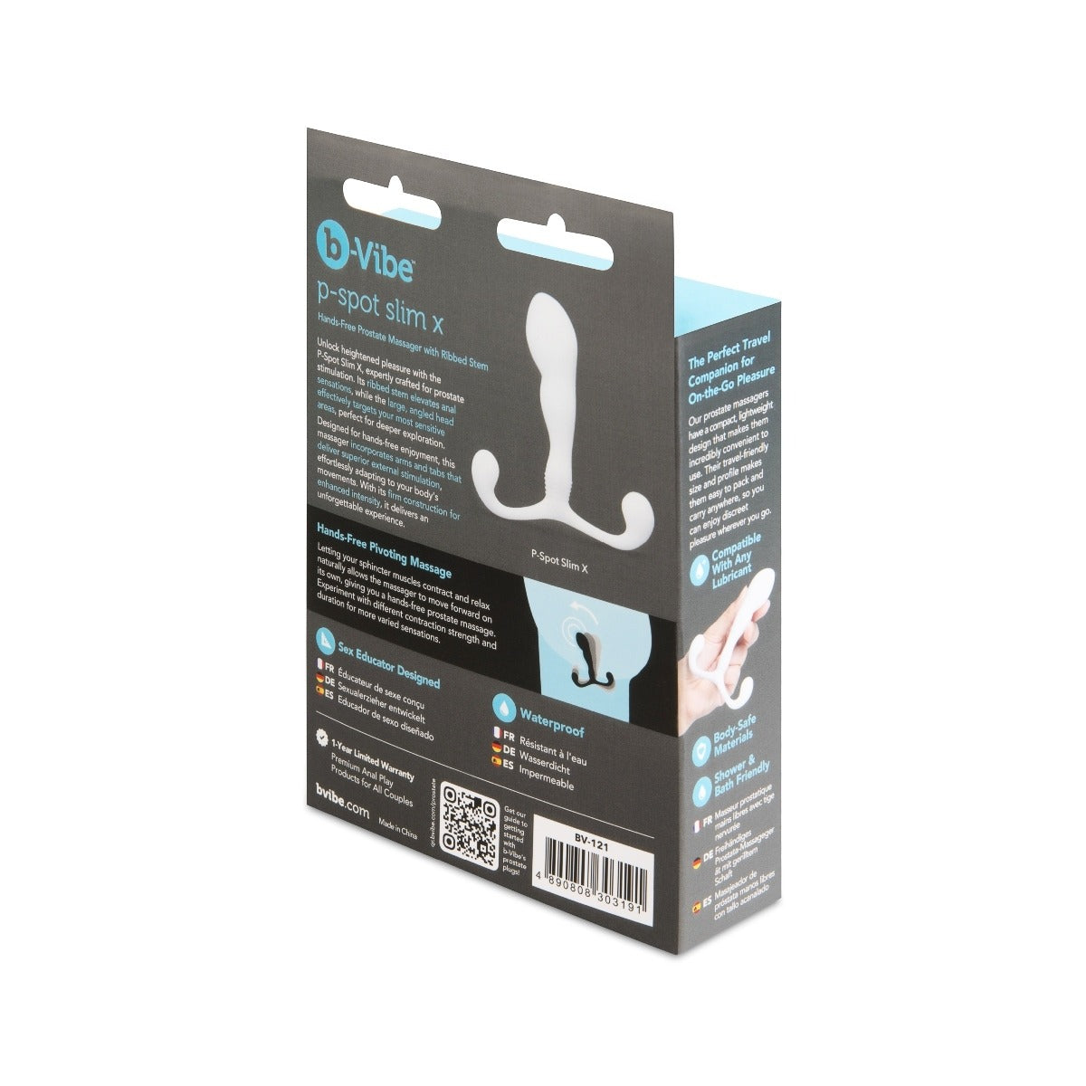 b-Vibe Slim X Prostate Massager With Ribbed Stem