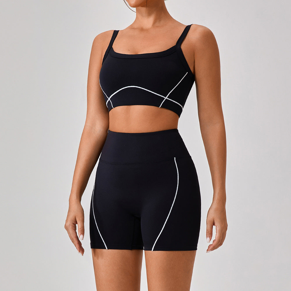 Outdoor Sports Yoga Suits Women's Spaghetti Strap Contrast Color Fitness Set Outfits Secondary image