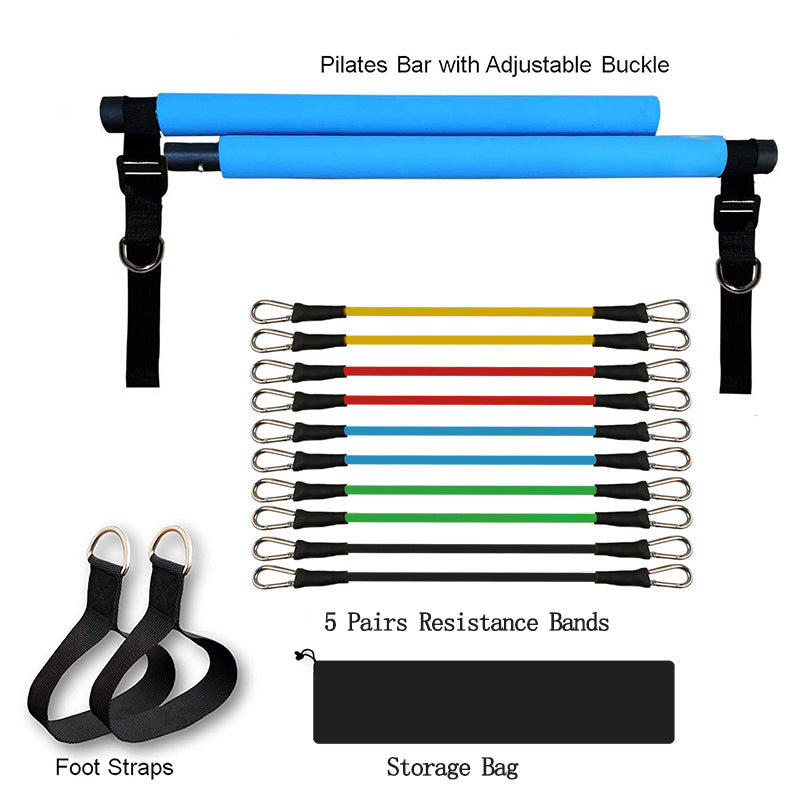 Portable Pilates Bar Kit with Resistance Bands – Full Body Home Gym Workout Equipment UK