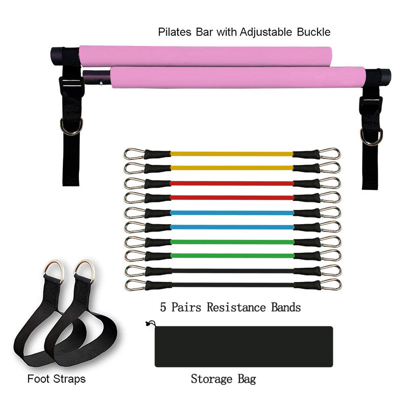 Portable Pilates Bar Kit with Resistance Bands – Full Body Home Gym Workout Equipment UK