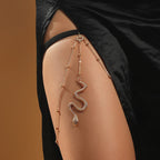 Bohemian Boho Metal Beaded Thigh Chain with Snake Pendant