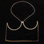 Lucifer - Silver Rhinestone Love Chest Body Chain