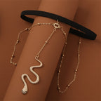 Bohemian Boho Metal Beaded Thigh Chain with Snake Pendant