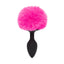 Happy Rabbit Vibrating Bunny Tail Butt Plug - Black/Pink Large