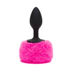 Happy Rabbit Vibrating Bunny Tail Butt Plug - Black/Pink Large