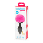 Happy Rabbit Vibrating Bunny Tail Butt Plug - Black/Pink Large