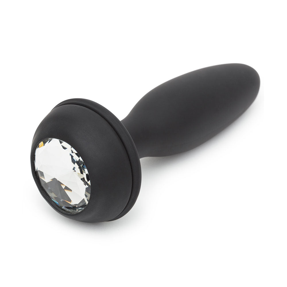 Happy Rabbit Vibrating Bunny Tail Butt Plug - Black/Purple Medium