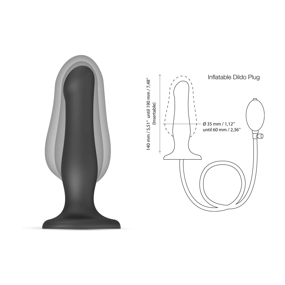 Strap On Me Inflatable Dildo Plug - Black