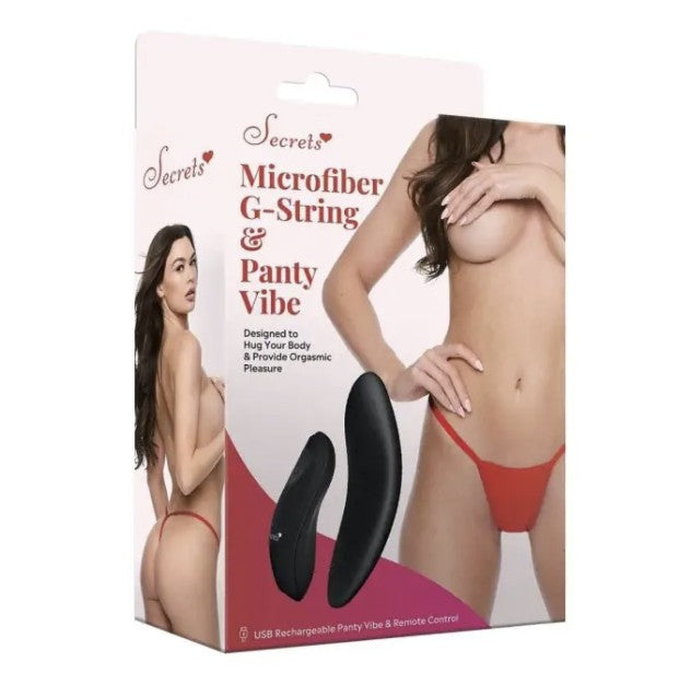 Lace Panty & Rechargeable Remote Control Panty Vibe Red Secondary image
