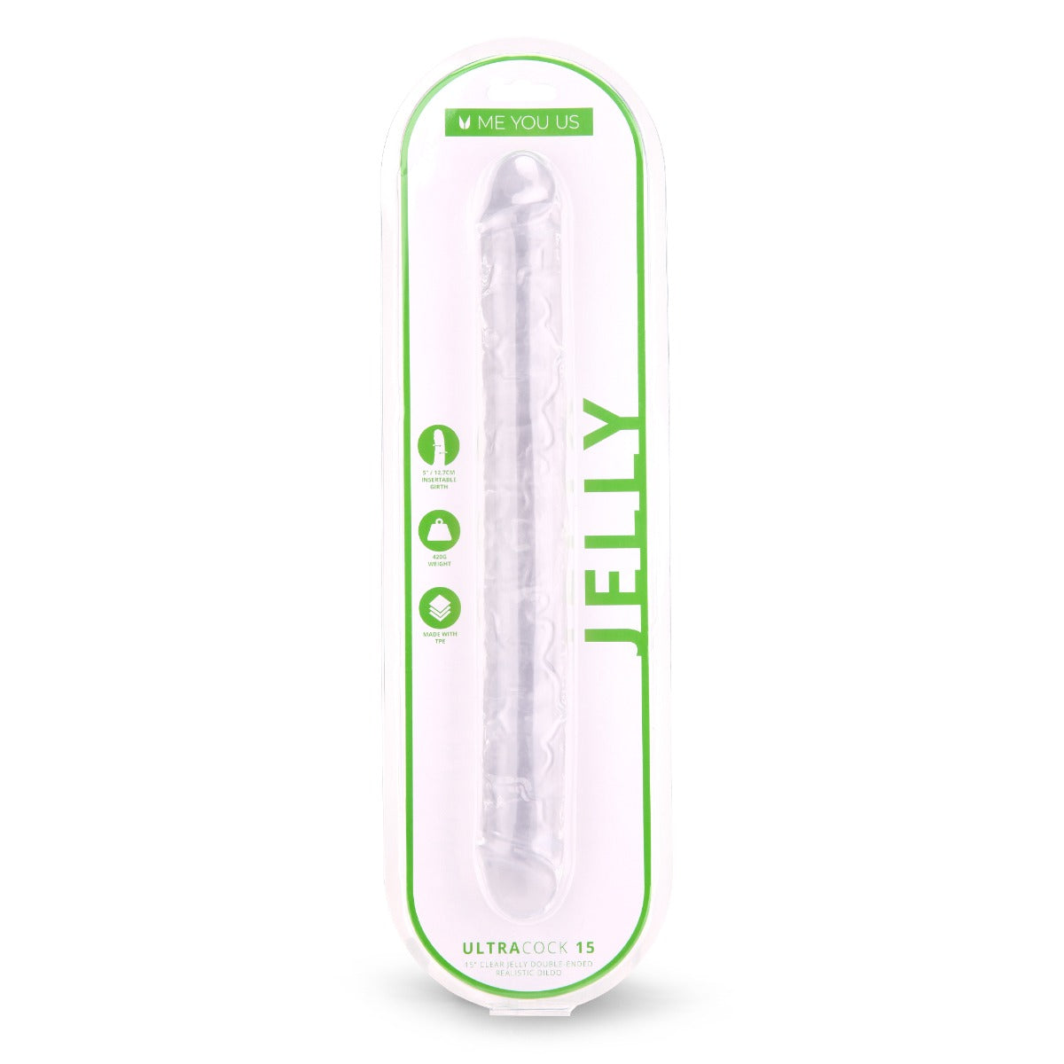 Me You Us Ultra Cock Jelly Double Ended Dildo Clear 15 Inch