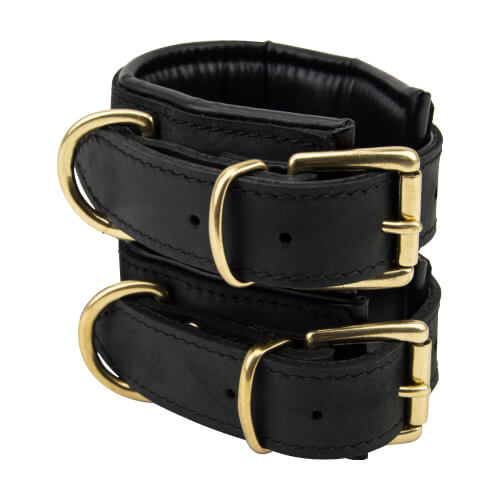 Bound Noir Nubuck Leather Slim Wrist Cuffs Secondary image