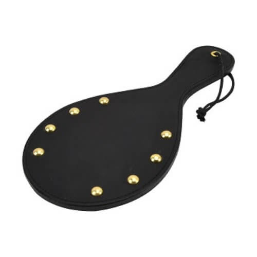 Bound Noir Nubuck Leather Paddle with Brass Stud Detail Main image