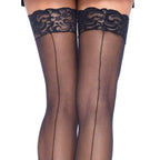 Leg Avenue Sheer Stockings With Backseam-Black