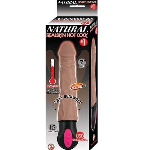 Realistic Warming 7 inch Vibrating Dildo Brown Secondary image