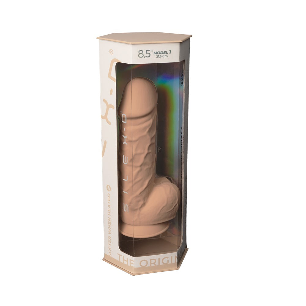 SilexD 8.5 inch Realistic Silicone Dual Density Girthy Dildo with Suction Cup with Balls