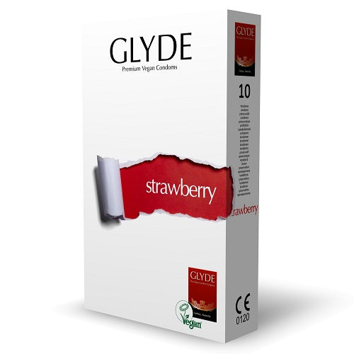 Glyde Ultra Strawberry Flavour Vegan Condoms 10 Pack Secondary image