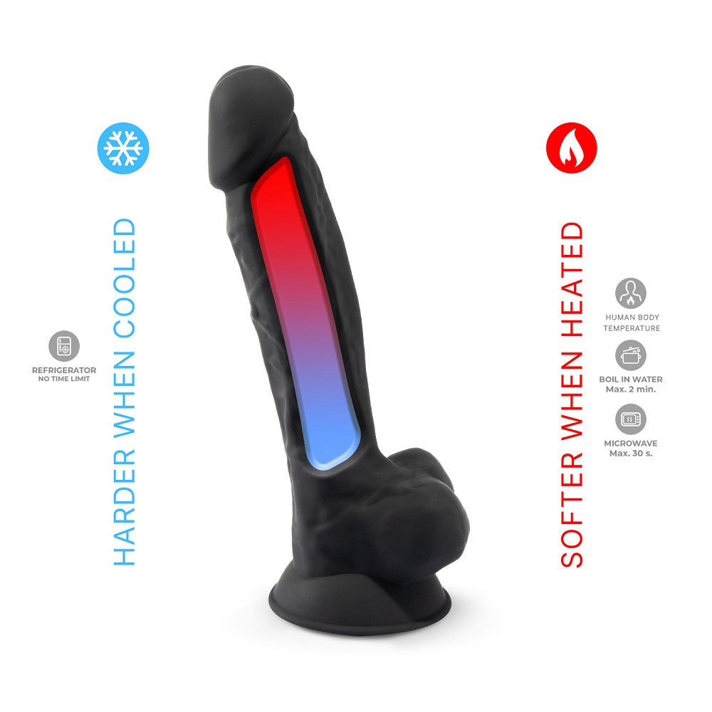 SilexD 7 inch Realistic Silicone Dual Density Dildo with Suction Cup and balls Black