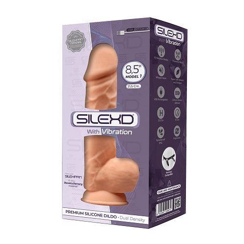SilexD 8.5 inch Realistic Vibrating Silicone Dual Density Girthy Dildo with Suction Cup with Balls Secondary image