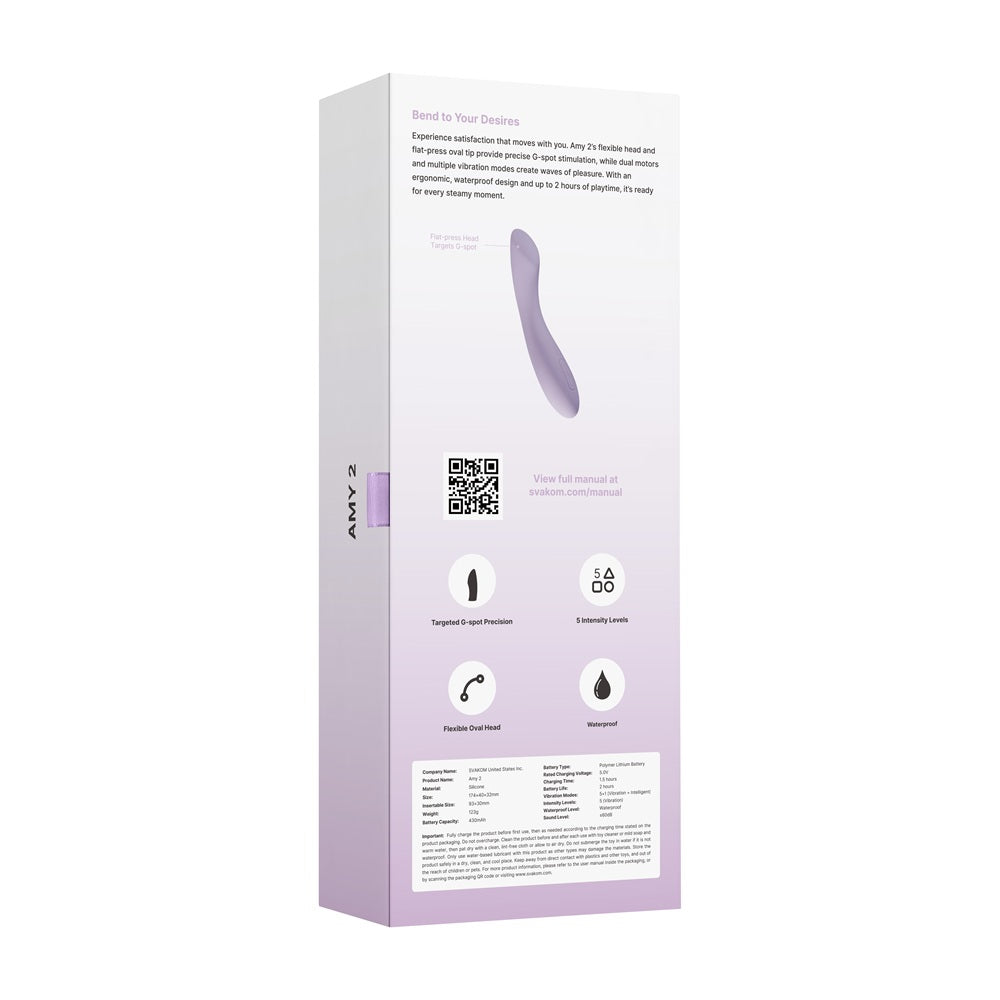 Svakom Amy 2 G-Spot and Clitoral Vibrator Lilac Secondary image