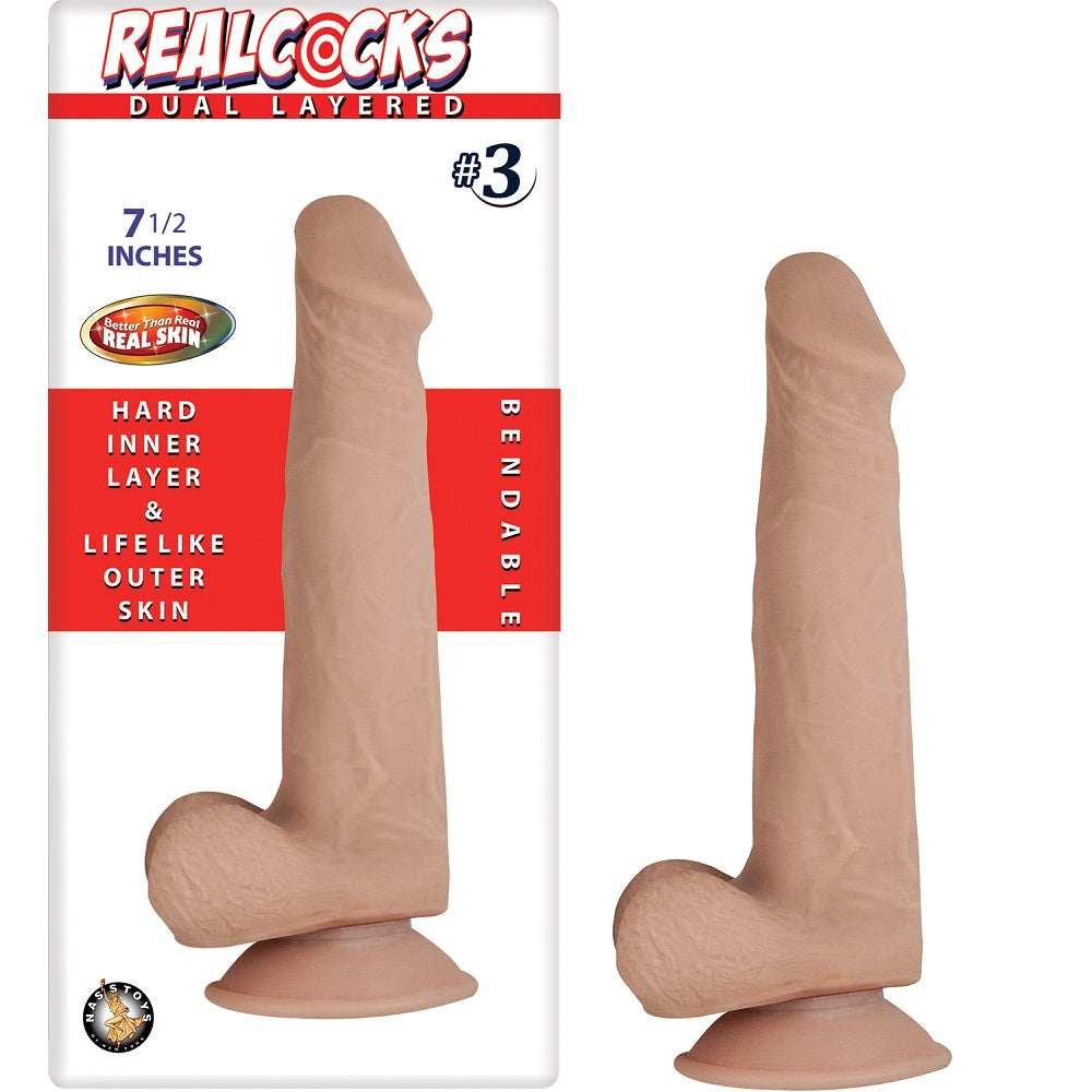 RealCocks Dual Layer Bendable Dildo 7.5 Inch Vanilla Main image