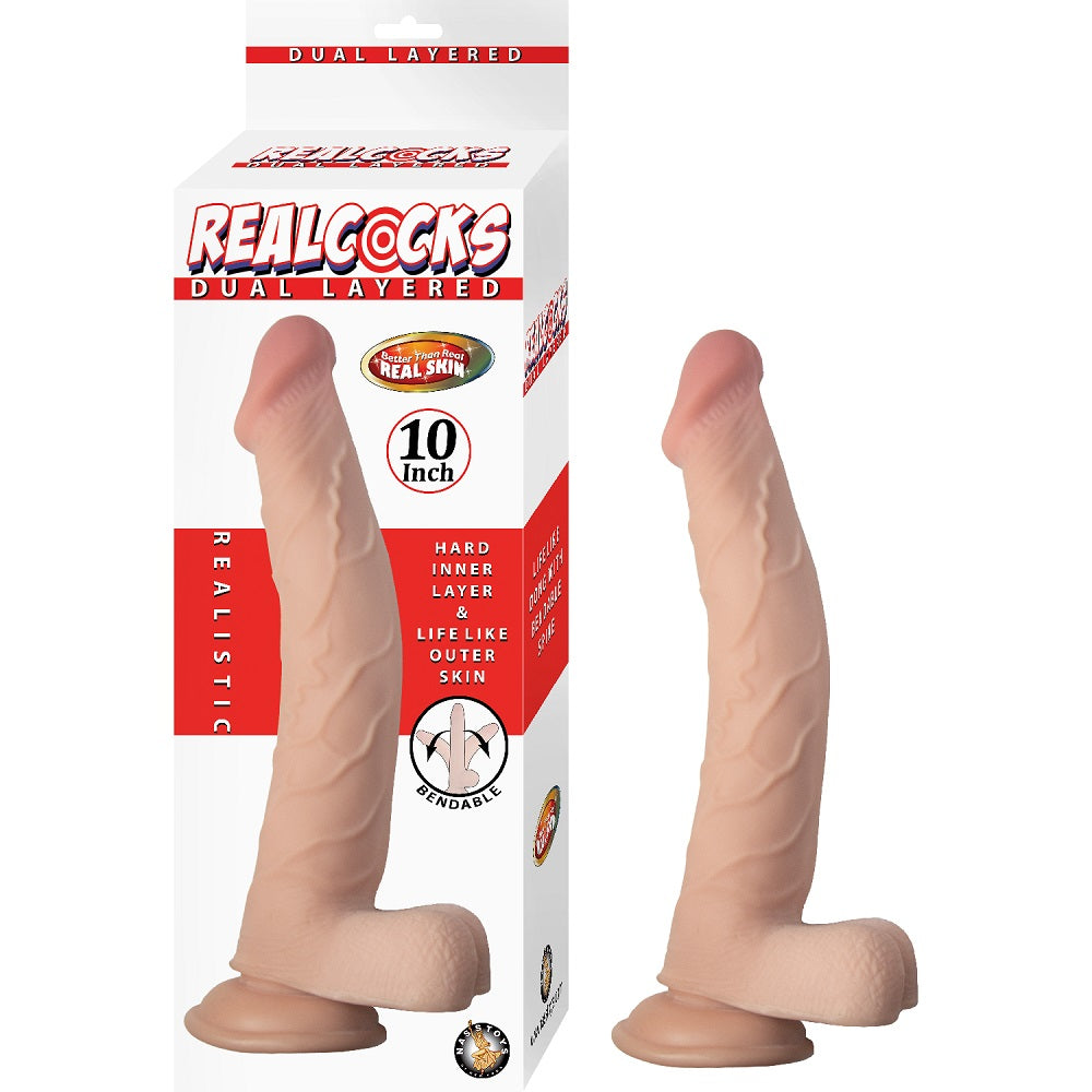 RealCocks Dual Layer Bendable Dildo 10 Inch Vanilla Main image