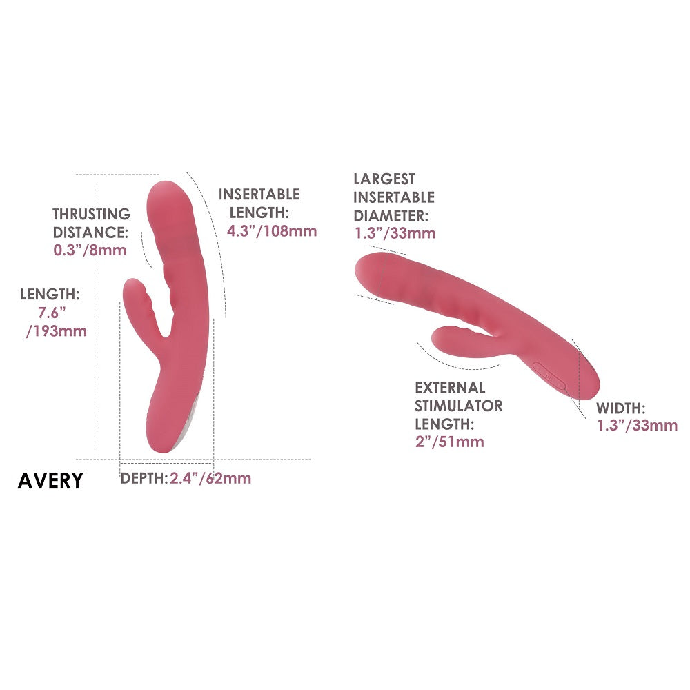Svakom Avery Thrusting Vibrator with Clitoral Stimulator Pink – product image 9