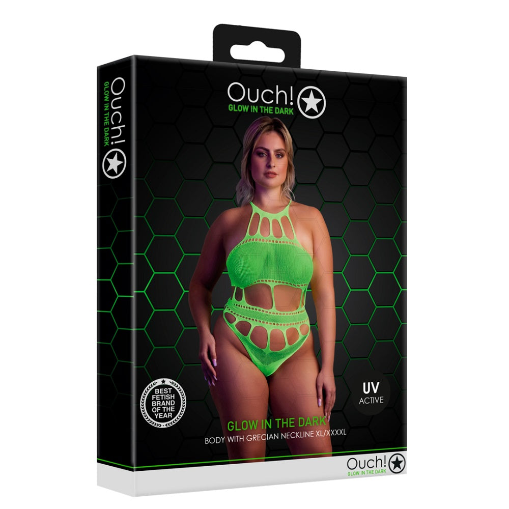 Cut Out Thong Bodysuit Neon Green Plus Size Secondary image