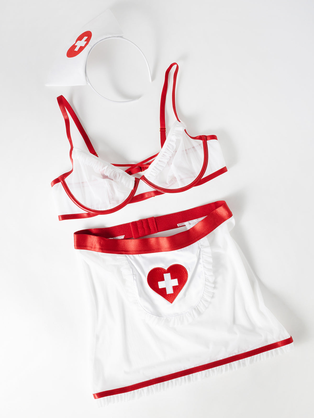 Naughty Nurse Set - Red/White