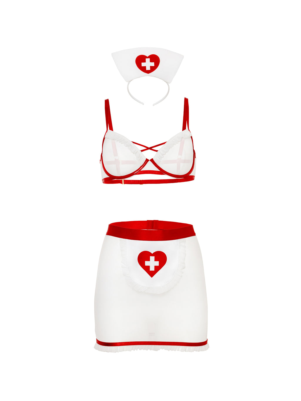Naughty Nurse Set - Red/White