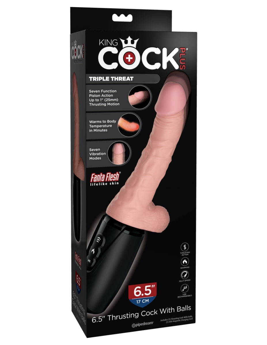 Pipedream 6.5 Inch Triple Threat Thrusting Cock - Light