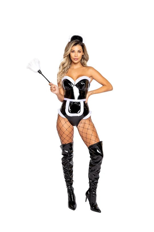 Kinky Maid Roma Costume 5004 black and white maid costume front view Main image