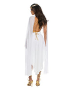Gilded Goddess Roma Costume 6601 white and gold goddess dress back view