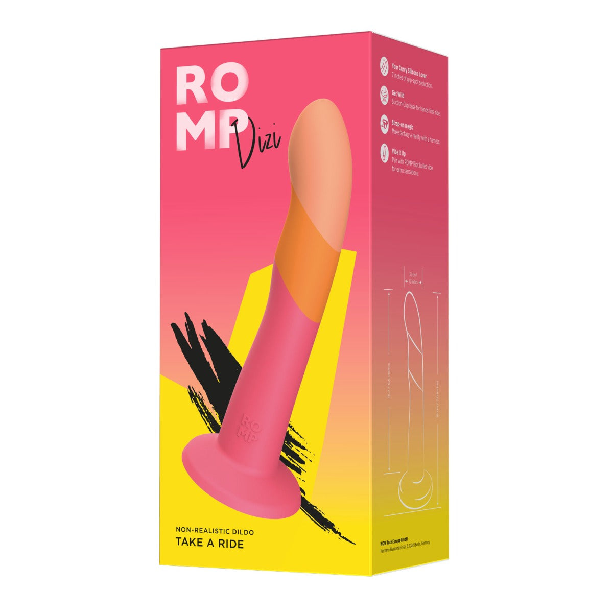 ROMP Dizi Non Realistic Silicone Dildo Orange Pink 7 Inch Secondary image