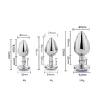 Toosh Metal Butt Plug Silver Set of 3 Clear Stone